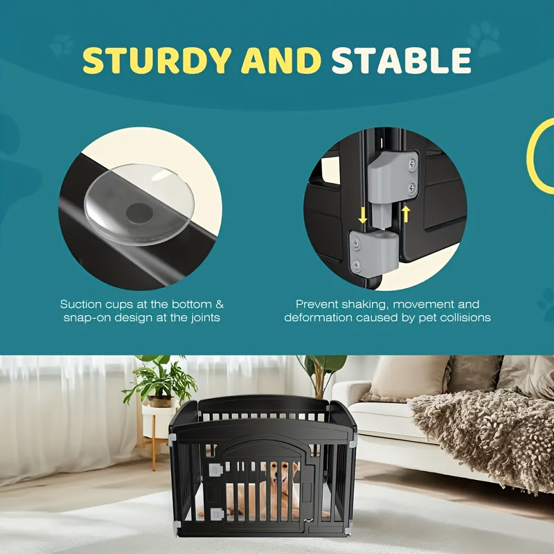 4 & 6 Panel Dog Pen with Non-Slip Bottom & Safety Locking Door - Portable Expandable Indoor Outdoor Puppy Pen for Medium Dogs, Lightweight Durable Pet Fence