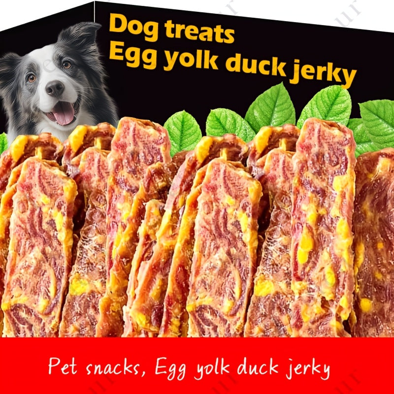 High-Protein Duck Jerky & Egg Yolk Dog Treats – Teething Chews & Training Snacks for Puppies & Dogs of All Breeds, Dried Duck Flavor Slices for Teddy, Bichon, Corgi, Golden Retriever