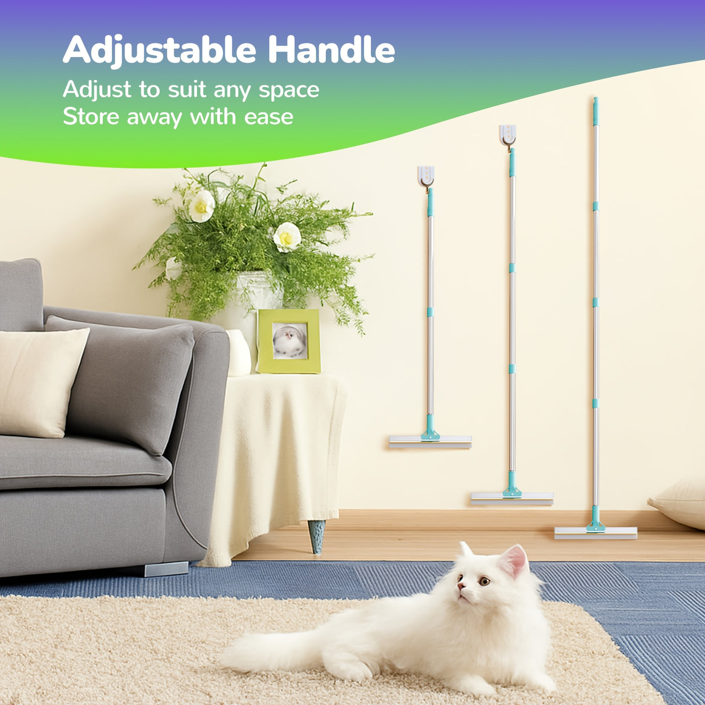 Pet Hair Remover Carpet Rake – Dog & Cat Hair Removal Tool with 51in Handle for Rugs, Upholstery & Stairs, Deep Cleaning Fur Rake for Home