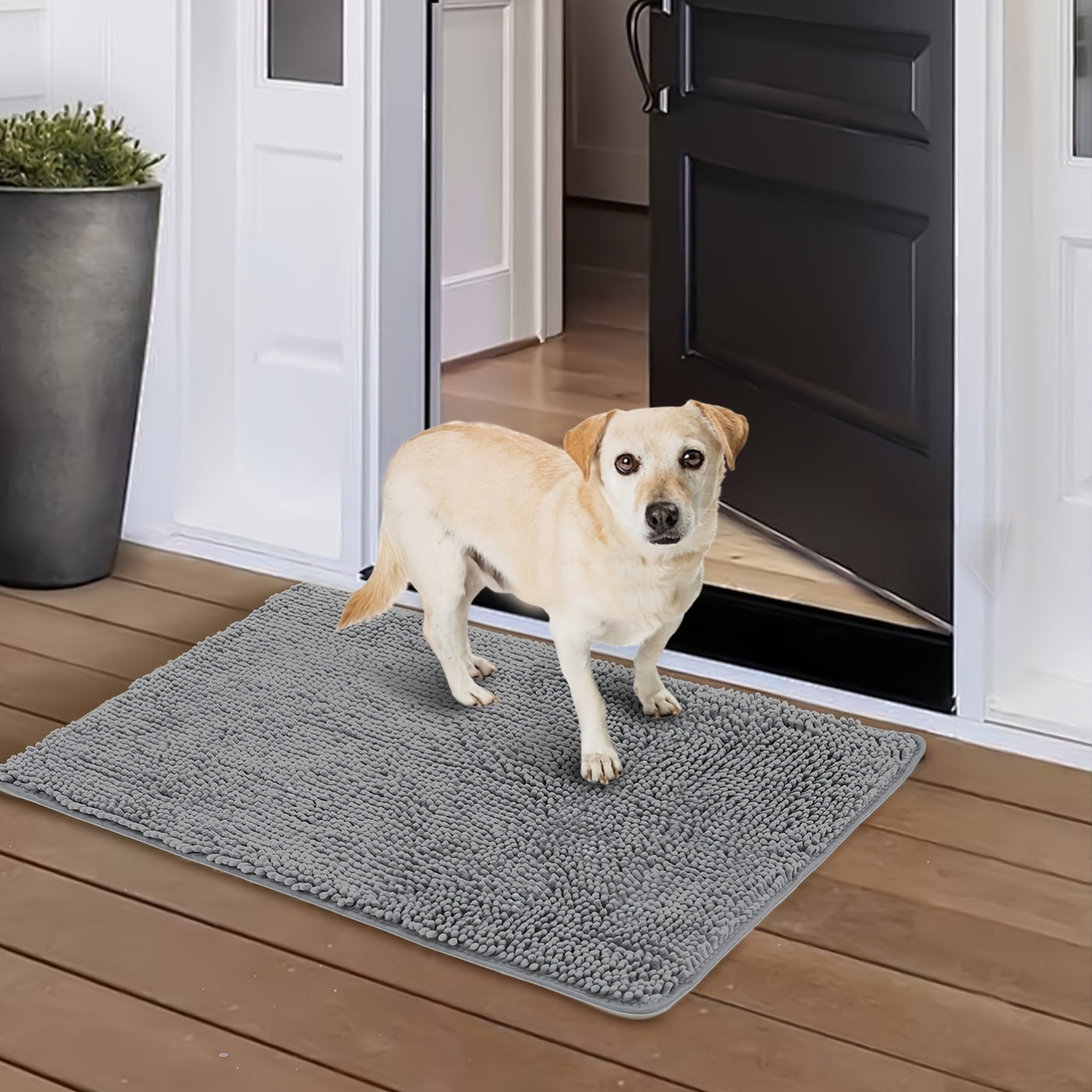 Dog Door Mat for Muddy Paws 2-Pack Absorbent Non-Slip Machine Washable Microfiber Mud Mat - Quick Dry Entry Rug for Dogs Indoor Floor 24x17 & 32x20 Inch