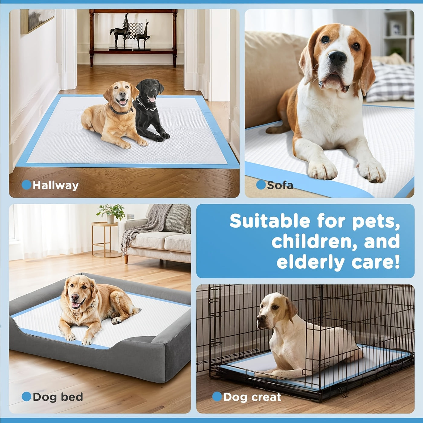 Disposable Dog Pee Pads - 8-Layer Super Absorbent Leak-Proof Puppy Potty Pads, XXXL Extra Large 31x47 / 32x36 / 57x31 in, 40 / 60 / 80 / 120 Count, for Cars Cages Sofas