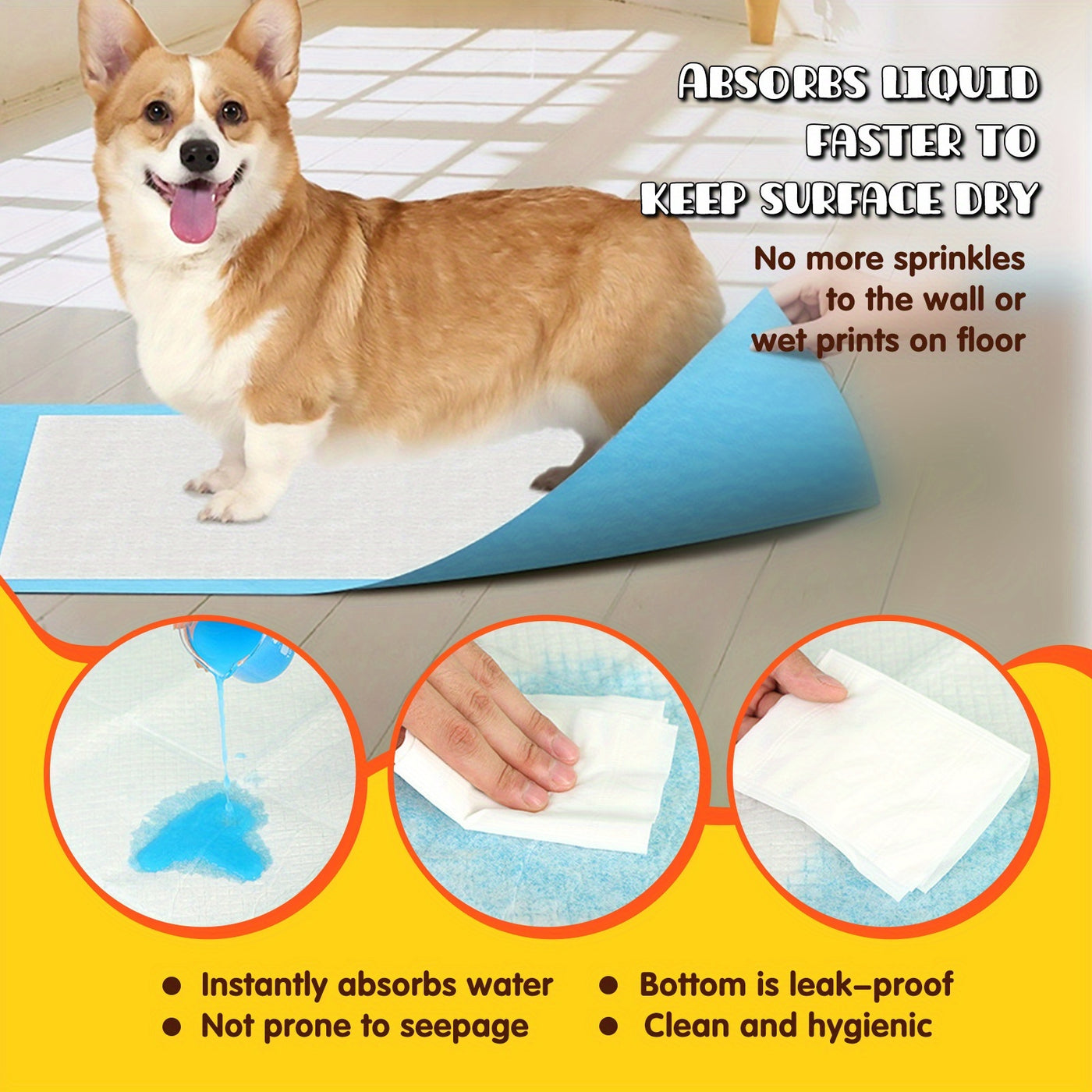 Extra Large Dog Pee Pads 34x46 Inch 6-Layer Super Absorbent Leak-Proof Puppy Training Pads with SAP Non-Woven Top for Dogs Puppies