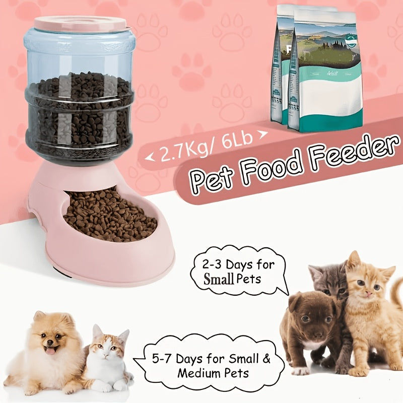 Gravity Pet Feeder & Water Dispenser 1 Gallon – No Battery Automatic Dog Cat Food Bowl Station, Durable BPA-Free PP, Small Medium Pets