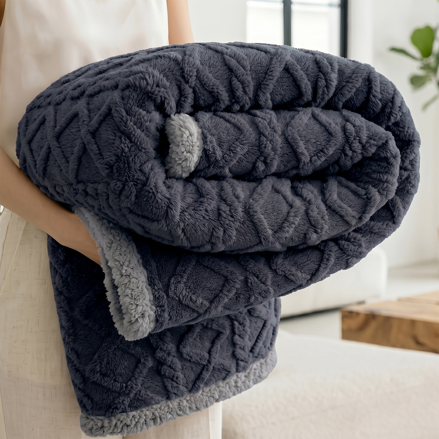 Sherpa Fleece Dog Blanket Liquid Proof for Sofa & Bed - Reversible Pet Throw Blanket Furniture Protector for Small Medium Large Dogs & Cats, Machine Washable, Light Gray Khaki Beige Dark Gray
