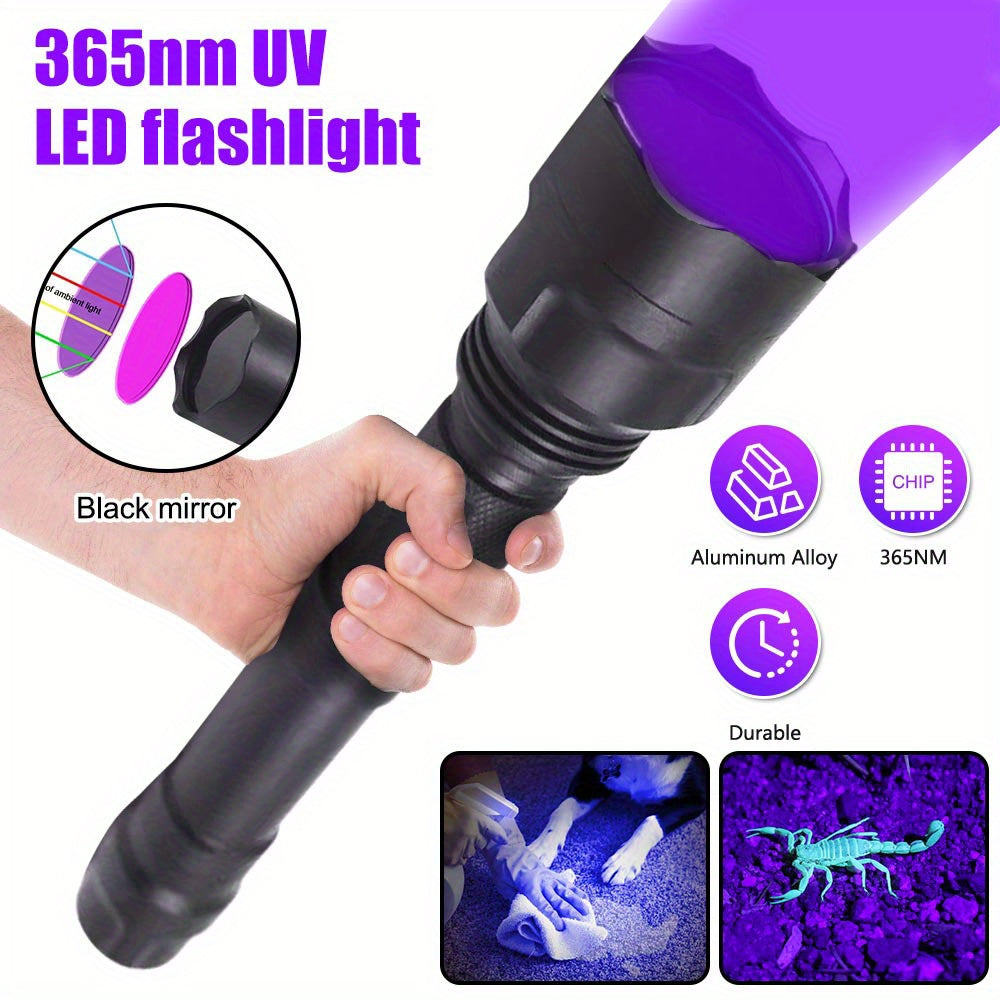 365nm UV Flashlight High Power USB Rechargeable Pet Urine Detector Black Light for Cats Dogs Resin Scorpion Hunting Rockhounding