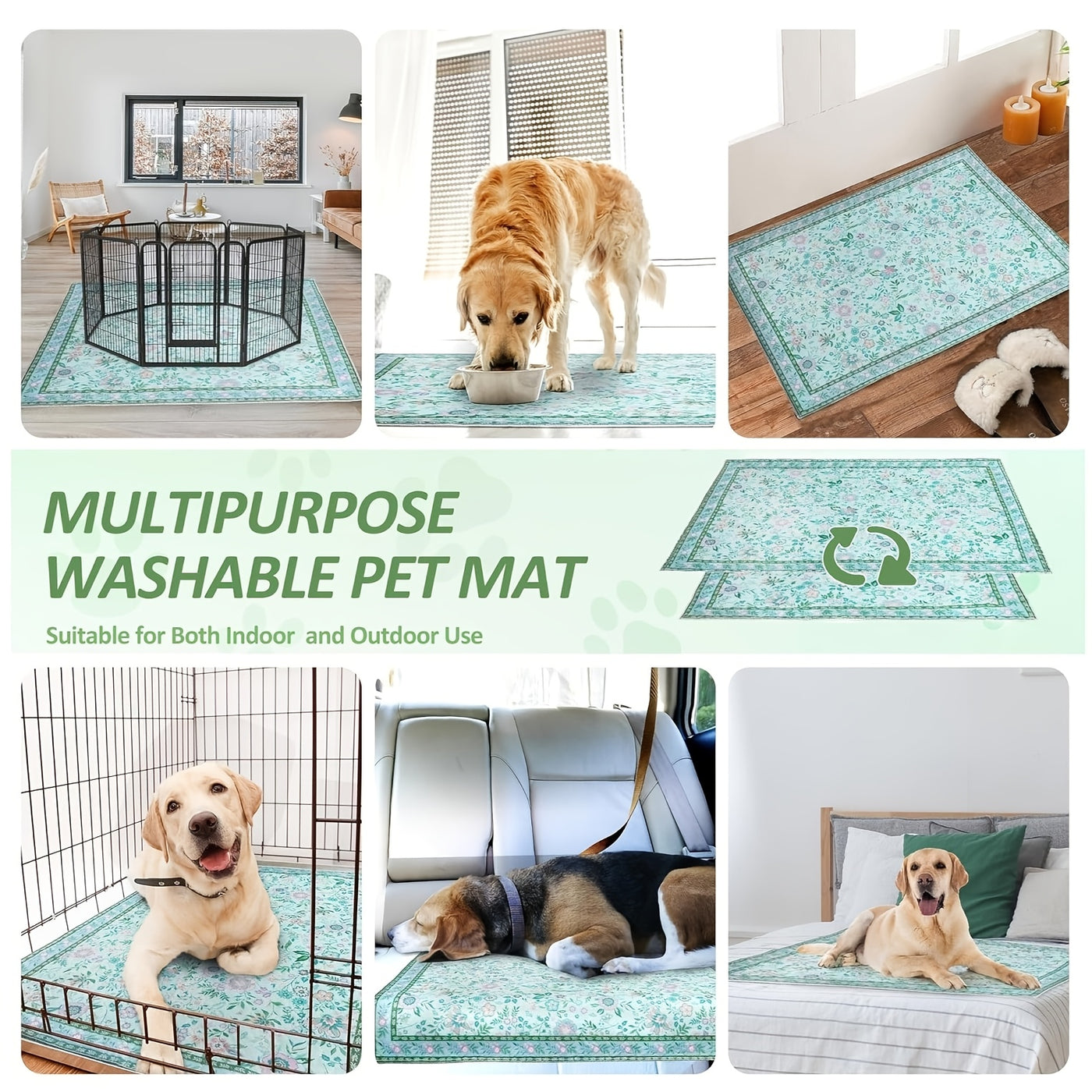 Washable Dog Pee Pads 2-Pack Reusable Non-Slip Leak-Proof Potty Training Pads for Crates and Floors