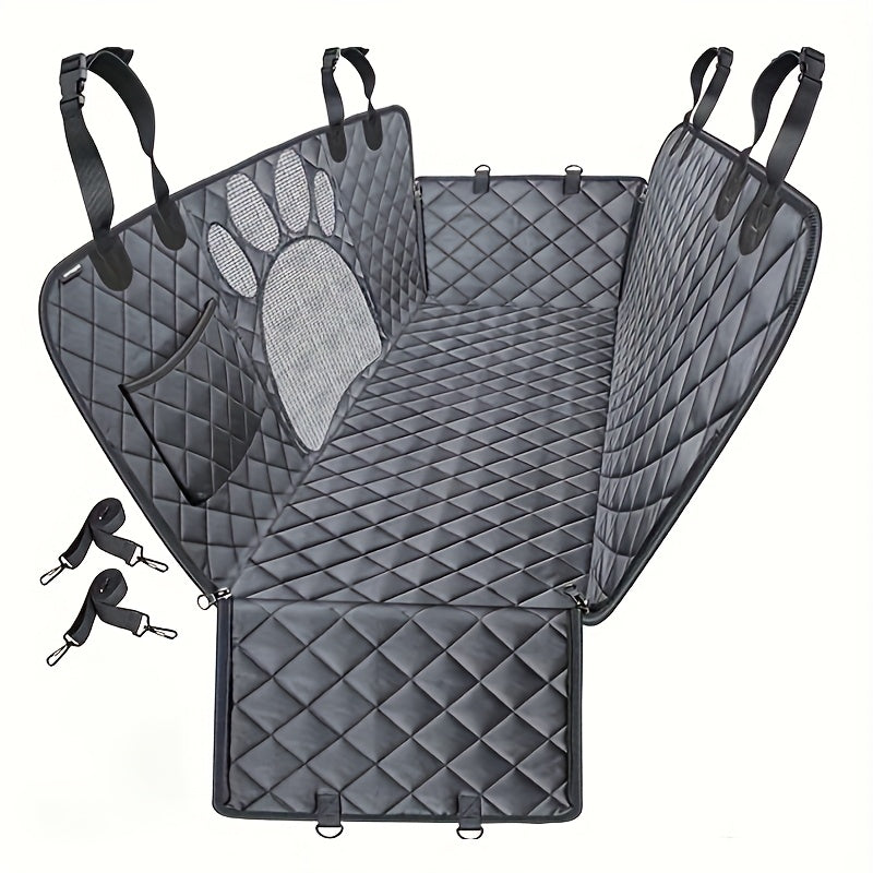 Dog Seat Cover Hammock – Heavy Duty Scratch-Resistant Waterproof Non-Slip Pet Rear Seat Cover for Cars Trucks SUVs, Soft Durable Open Mesh Back Seat Protector for Dogs