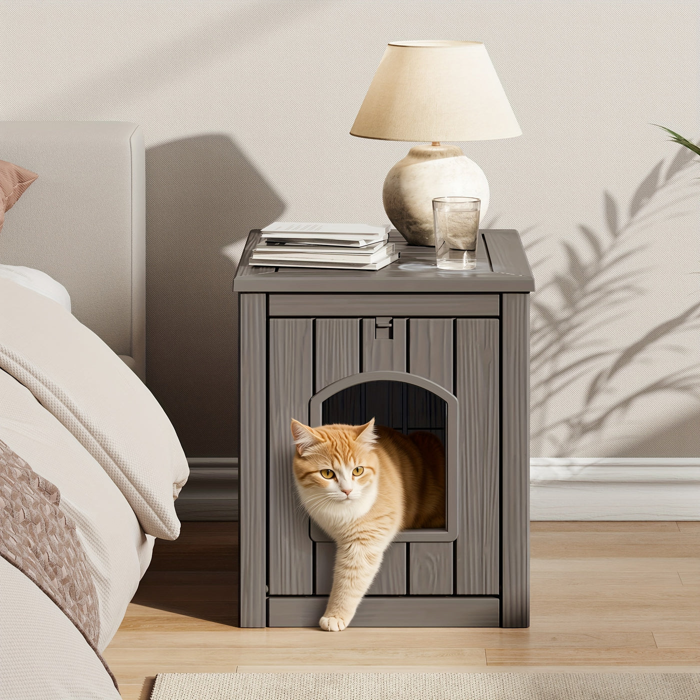 Large Cat Litter Box Odor Control Ventilated Resin Easy Clean Indoor Outdoor Pet House for Cats and Small Dogs