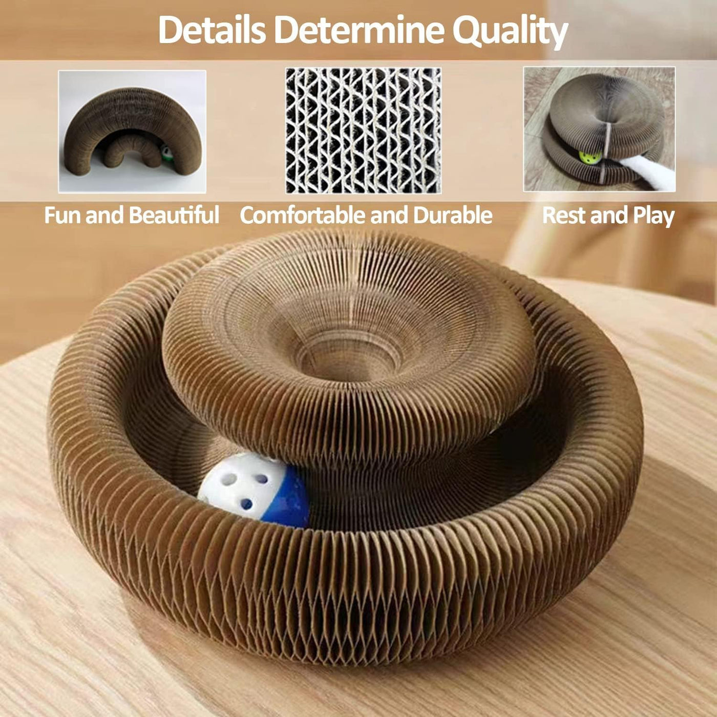 Foldable Cat Scratch Board Organ Shape – Multi-Position Cardboard Scratcher with Magnetic Closure, Catnip Compatible, Durable Interactive Cat Toy