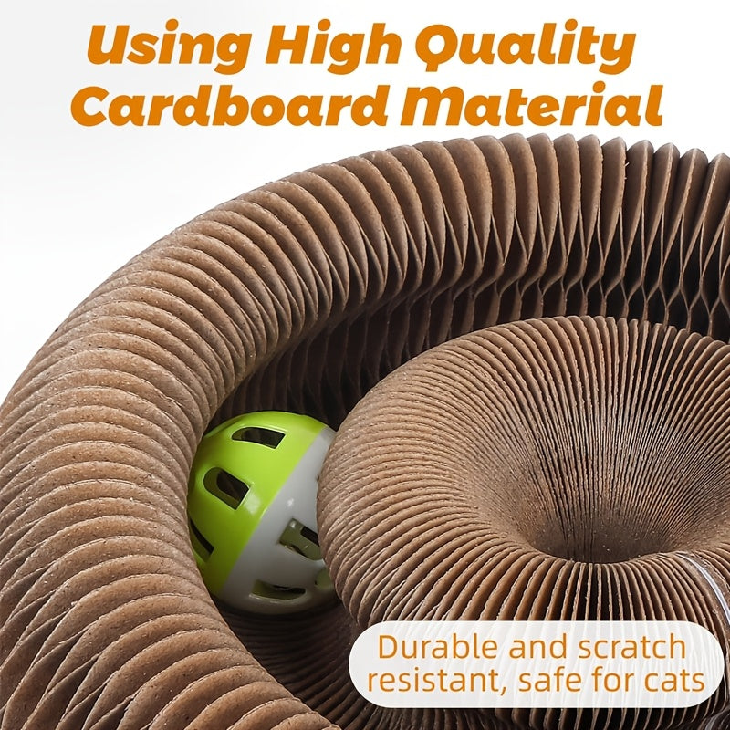 Foldable Cat Scratch Board Organ Shape – Multi-Position Cardboard Scratcher with Magnetic Closure, Catnip Compatible, Durable Interactive Cat Toy