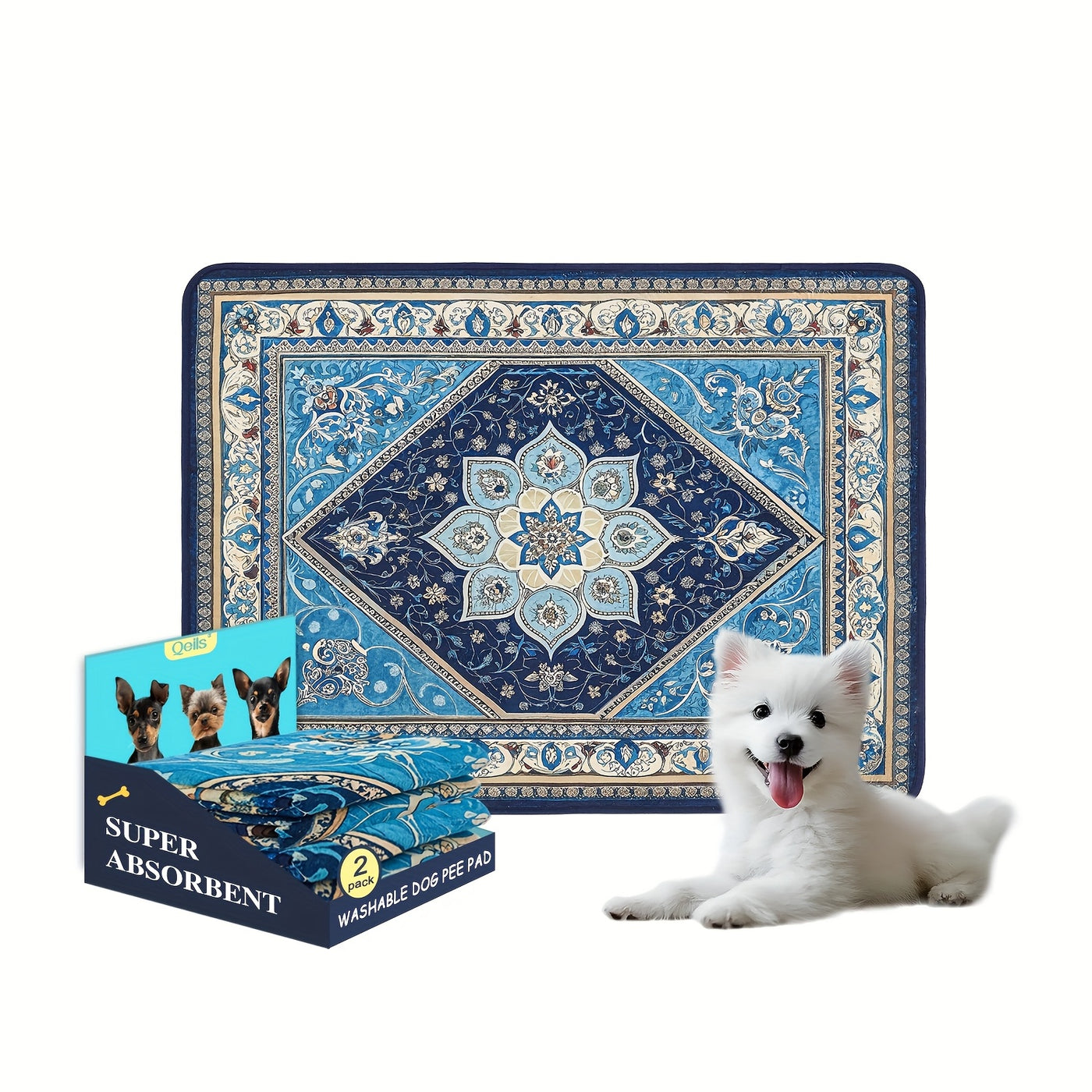 Washable Reusable Dog Pee Pads - Super Absorbent Leakproof Non-Slip Puppy Training Pads for Floor Crate Couch, Multiple Sizes & Patterns, Machine Washable Pet Potty Pads