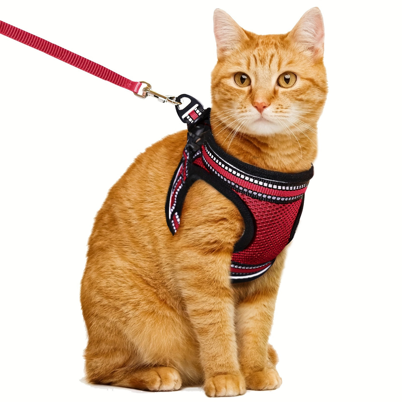 Escape-Proof Cat Harness and Leash Set – Adjustable Soft Mesh Vest with Reflective Strip for Cats & Kittens, Safe Outdoor Walking Gear, Multiple Colors & Sizes