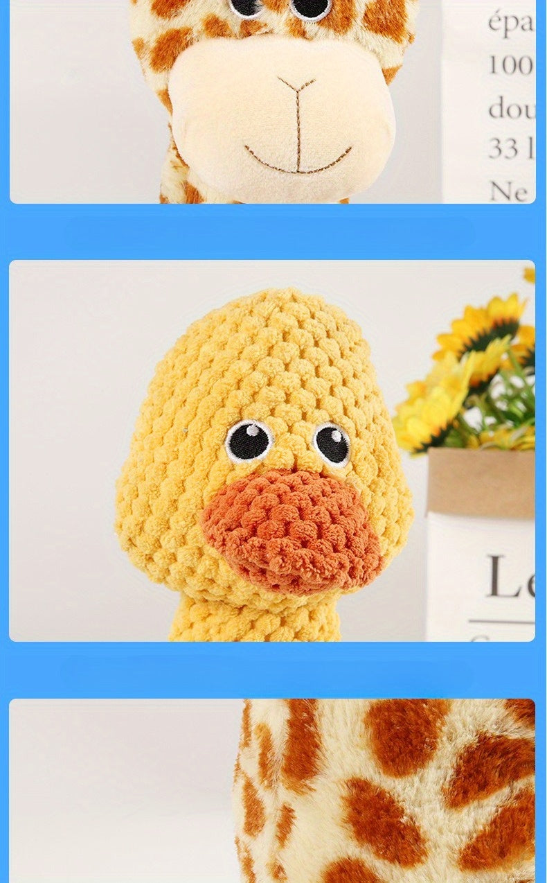 Sweetheart Squeaky Plush Dog Toy – Cute Animal Print Chew & Tug Toy for Aggressive Chewers, Interactive Dog Toy for All Breeds, Duck Deer Frog Styles