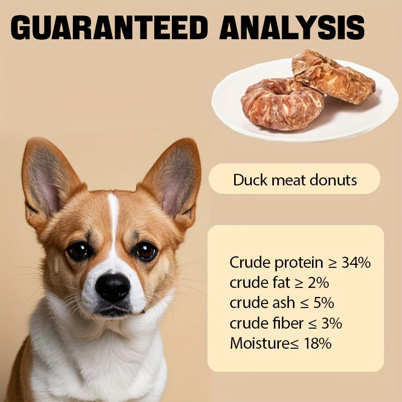 Donut Shaped Dog Treats Chicken & Duck Real Meat Exterior Grain-Free Long Lasting Chew Training Reward for Small Medium Large Dogs 4pc 6pc