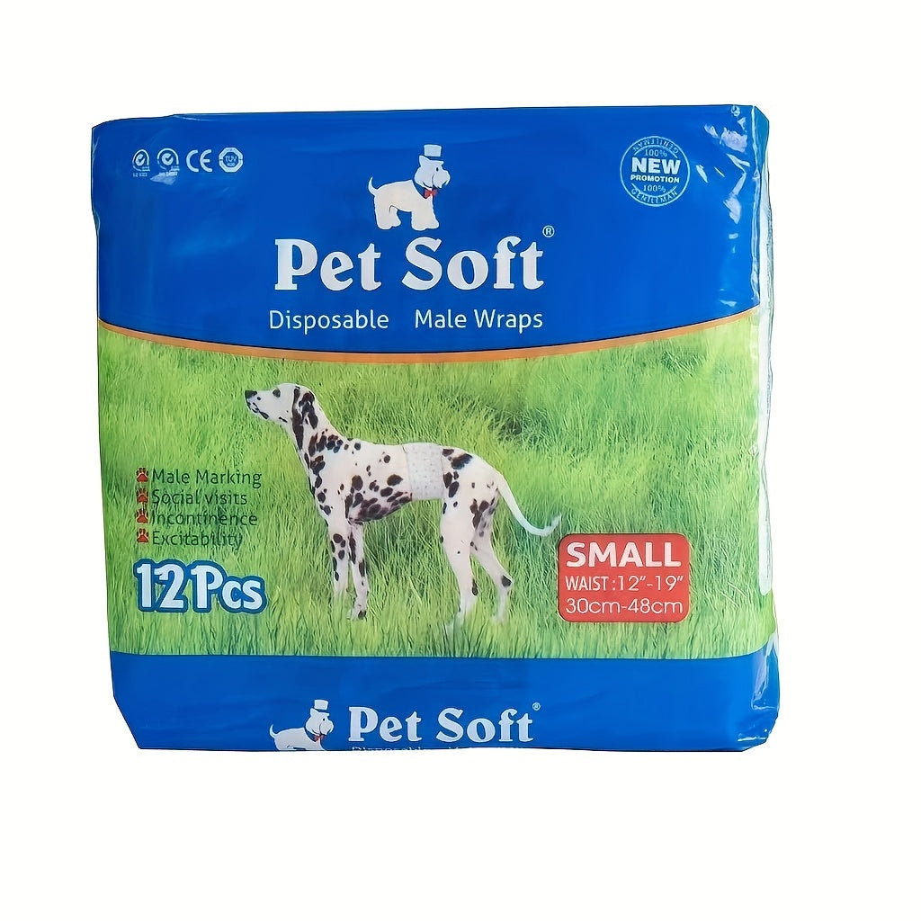 Dog Disposable Diapers 12-Pack – Ultra-Absorbent Leakproof Pet Diapers for Male & Female Dogs, Elastic Waistband, Adjustable Fit for Puppy Training & Incontinence