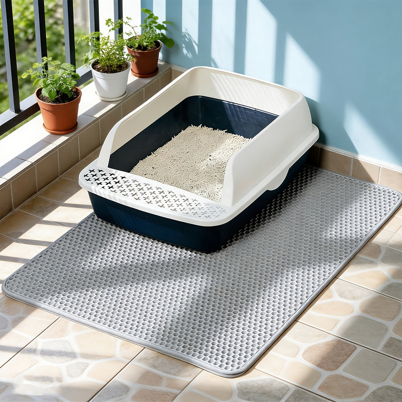 Cat Litter Mat Double Layer EVA Non-Slip Waterproof Washable Soft Litter Trapping Mat for Litter Box Easy to Clean Multiple Sizes