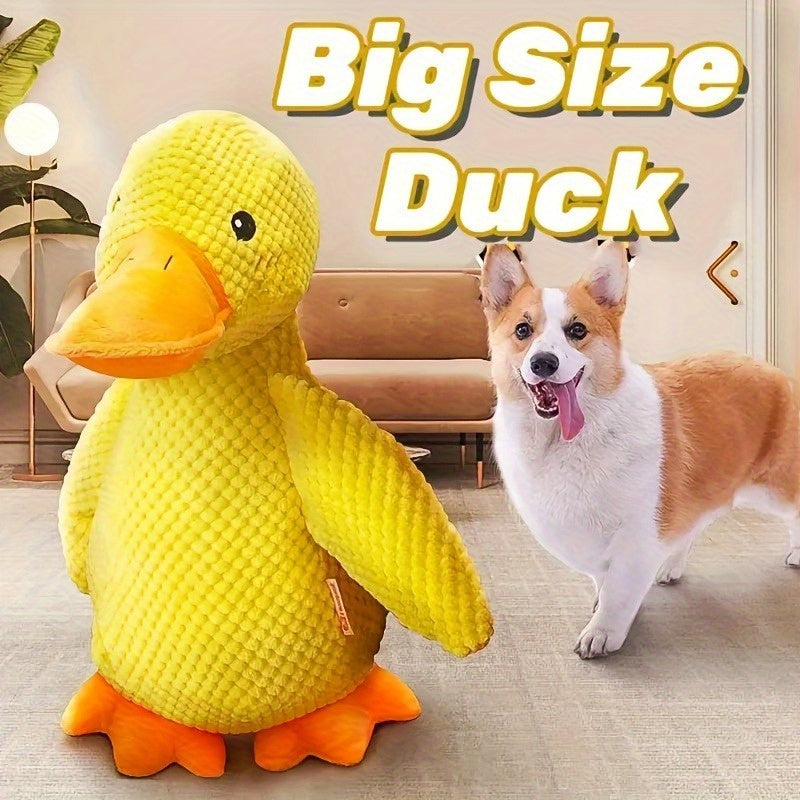 Large Squeaky Plush Duck Dog Toy – Bite-Resistant Soft Chew Toy for Puppies & Large Breed Dogs, Durable Stuffed Animal Teething Toy for Golden Retrievers, Corgis, Pomeranians & All Breeds