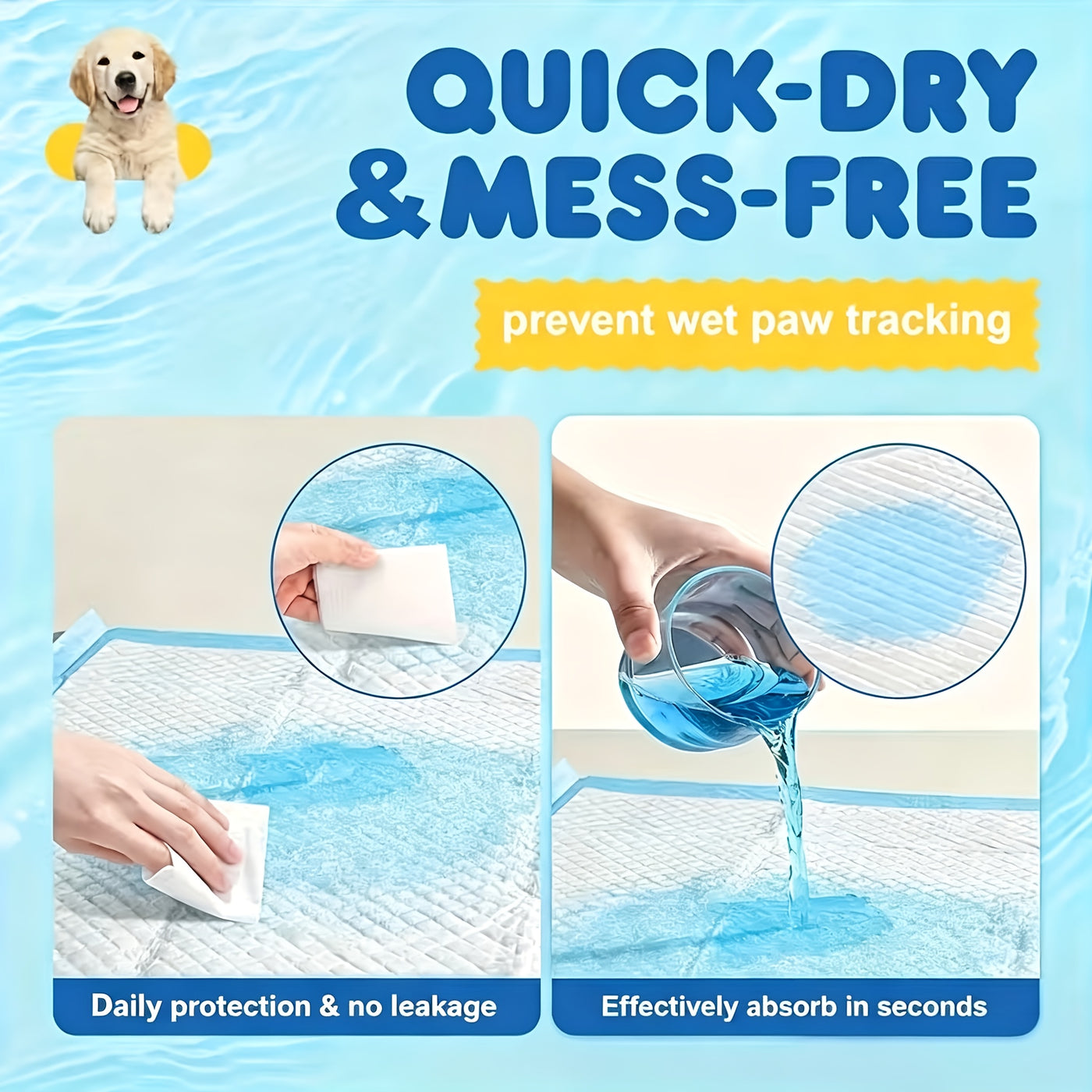 Super Absorbent Disposable Pet Pee Pads 23.6x23.6 Inch - Leak-Proof SAP Training Pads for Puppies Dogs Cats Rabbits, 50/100/200 Count Bulk Pack