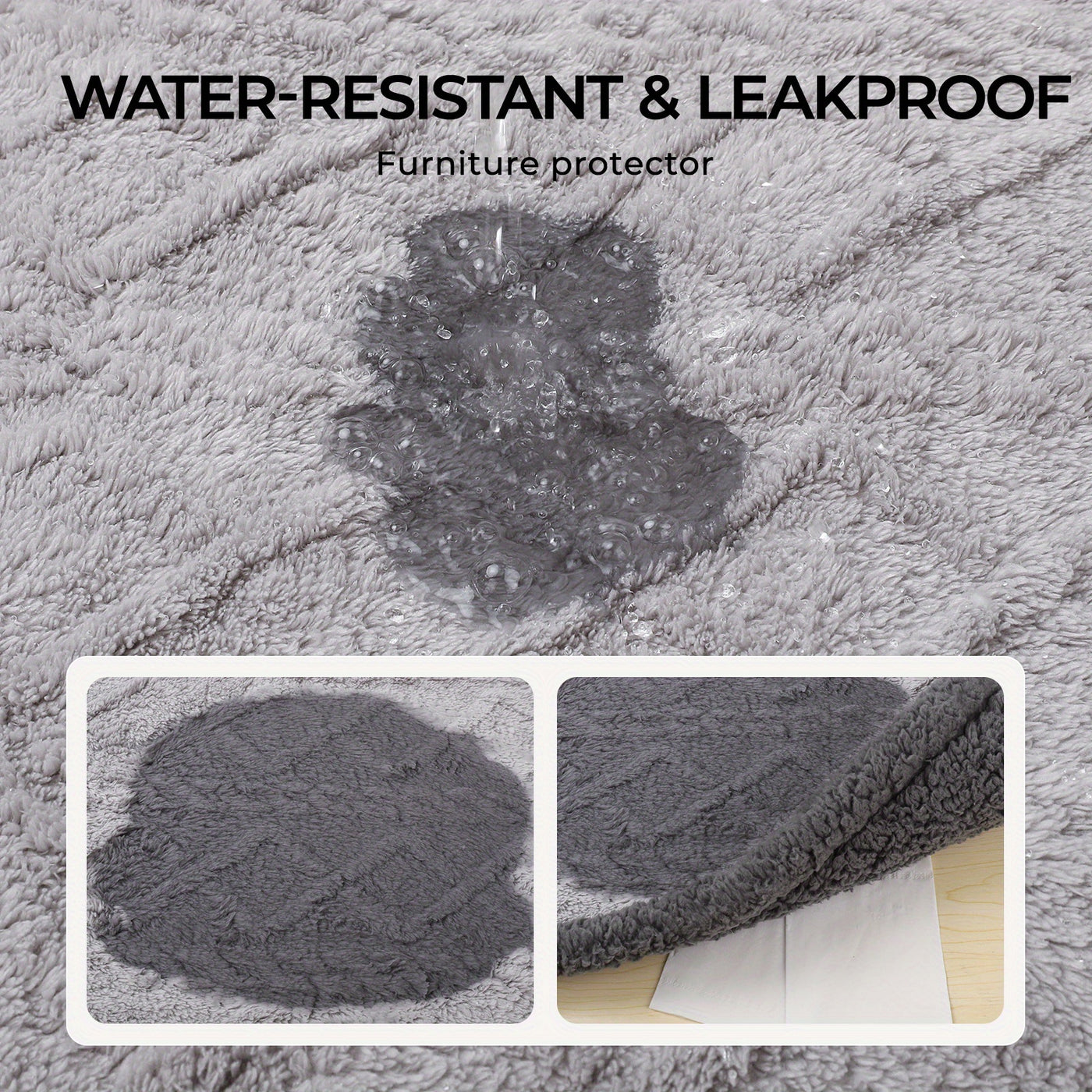 Sherpa Fleece Dog Blanket Liquid Proof for Sofa & Bed - Reversible Pet Throw Blanket Furniture Protector for Small Medium Large Dogs & Cats, Machine Washable, Light Gray Khaki Beige Dark Gray