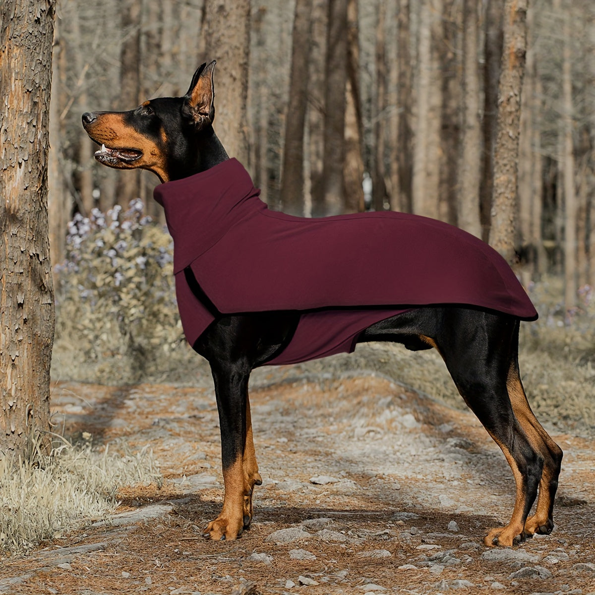 High Neck Dog Coat – Warm Solid Color Woven Polyester Pullover for Small Medium Large Dogs, Machine Washable All-Season Fall Winter Pet Clothing, XL to 4XL