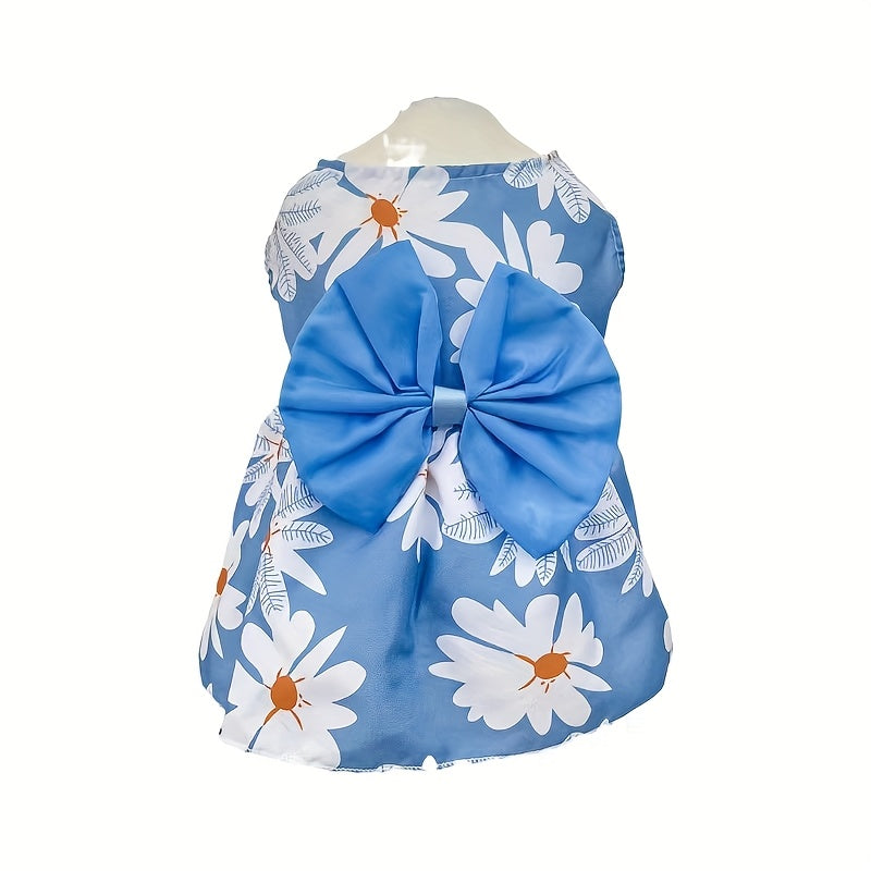 Girl Dog Dress Set of 5 Styles – Cute Princess Bow & Flower Puppy Dresses for Small Dogs Cats, Summer Pet Clothes for Yorkshire Female Small Pets, Photoshoot Party Gift
