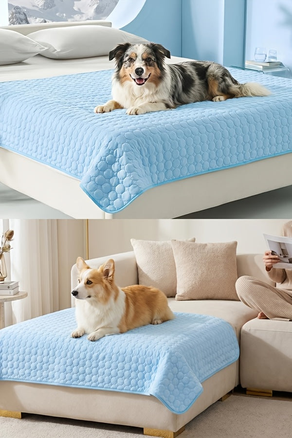 Cooling Mat for Dogs & Cats XXL 79x67 Inch - Ice Silk Summer Pet Cooling Pad Machine Washable, Snowflake Design Crate Liner for Kennels Beds Floors, Self-Cooling Blanket for Small Medium Large Dogs