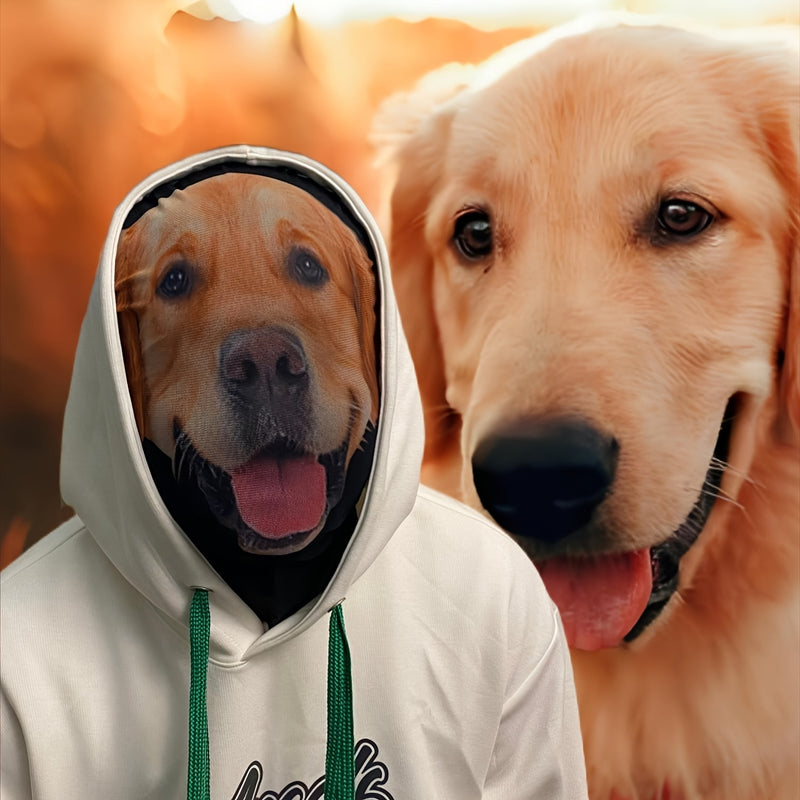 Golden Retriever Dog Mask Realistic Animal Costume Head – Funny Hooded Dog Face Mask for Halloween Party Prank Valentine's Day Carnival Masquerade Bar Night