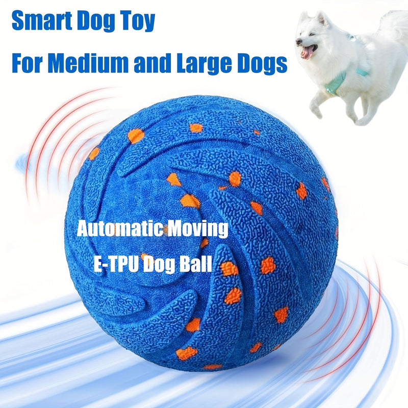 Automatic Moving Dog Ball – Motion Activated Rolling & Rotating Interactive Toy for Dog Enrichment, E-TPU Smart Bouncy Ball for Medium & Large Dogs