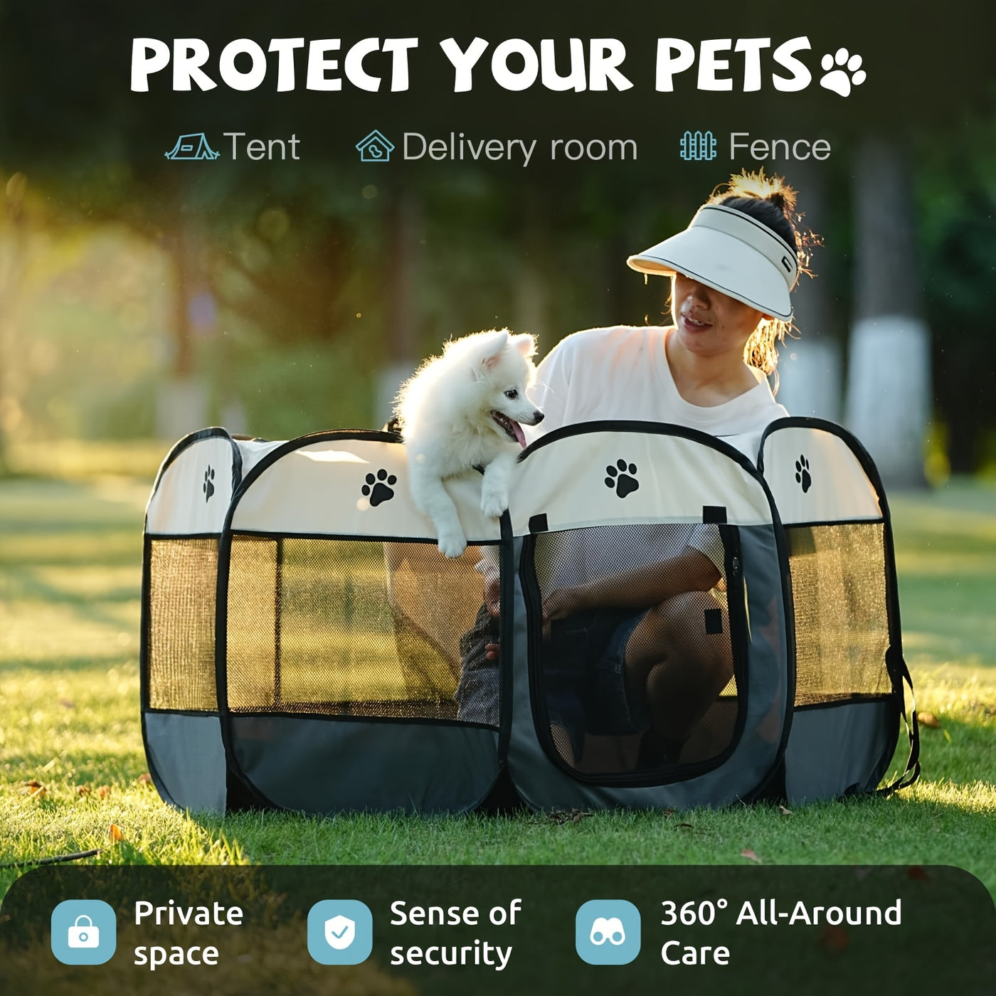 Foldable Octagonal Pet Enclosure Tent – Oxford Scratch-Resistant Dog & Cat Kennel, Playpen & Maternity Room for Indoor Use