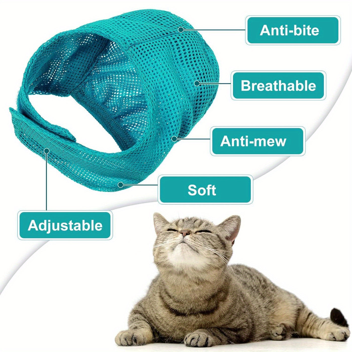 Cat Grooming Kit 5-Piece Set – Bathing Bag, Anti-Bite Muzzle, Nail Clippers, Tick Remover & Massage Brush, Complete Home Grooming Supplies for Safe Gentle Cat Care