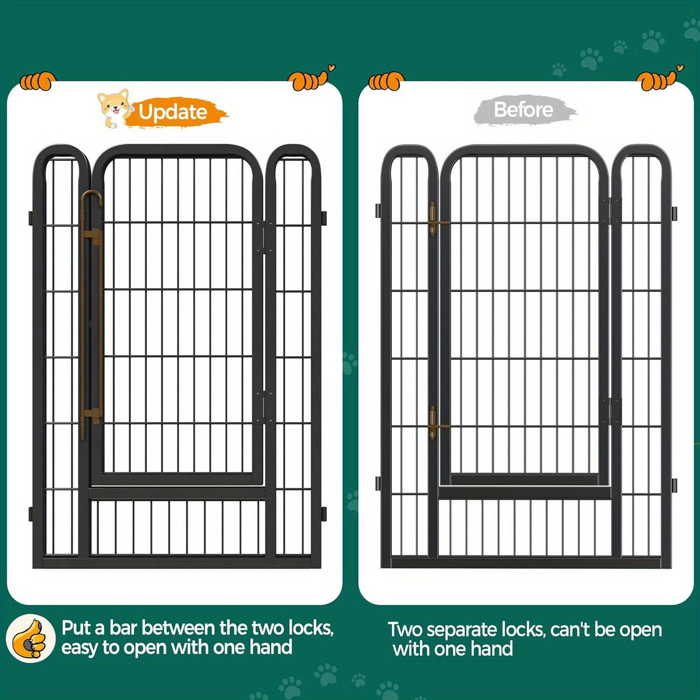 Dog Playpen 8 & 16 Panels Heavy Duty – Portable Indoor Outdoor Pet Exercise Pen for Large Medium Small Dogs, Puppy, Rabbit – Foldable Yard Camping Fence