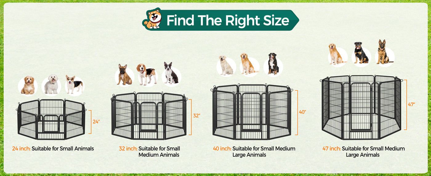 Dog Playpen 8 & 16 Panels Heavy Duty – Portable Indoor Outdoor Pet Exercise Pen for Large Medium Small Dogs, Puppy, Rabbit – Foldable Yard Camping Fence