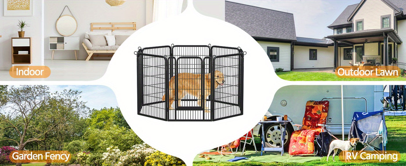 Dog Playpen 8 & 16 Panels Heavy Duty – Portable Indoor Outdoor Pet Exercise Pen for Large Medium Small Dogs, Puppy, Rabbit – Foldable Yard Camping Fence