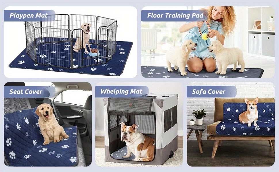 Washable Dog Pee Pads Extra Large Reusable Puppy Training Pads Super Absorbent Leakproof Non-Slip Backing for Potty Whelping Crate Sofa Car