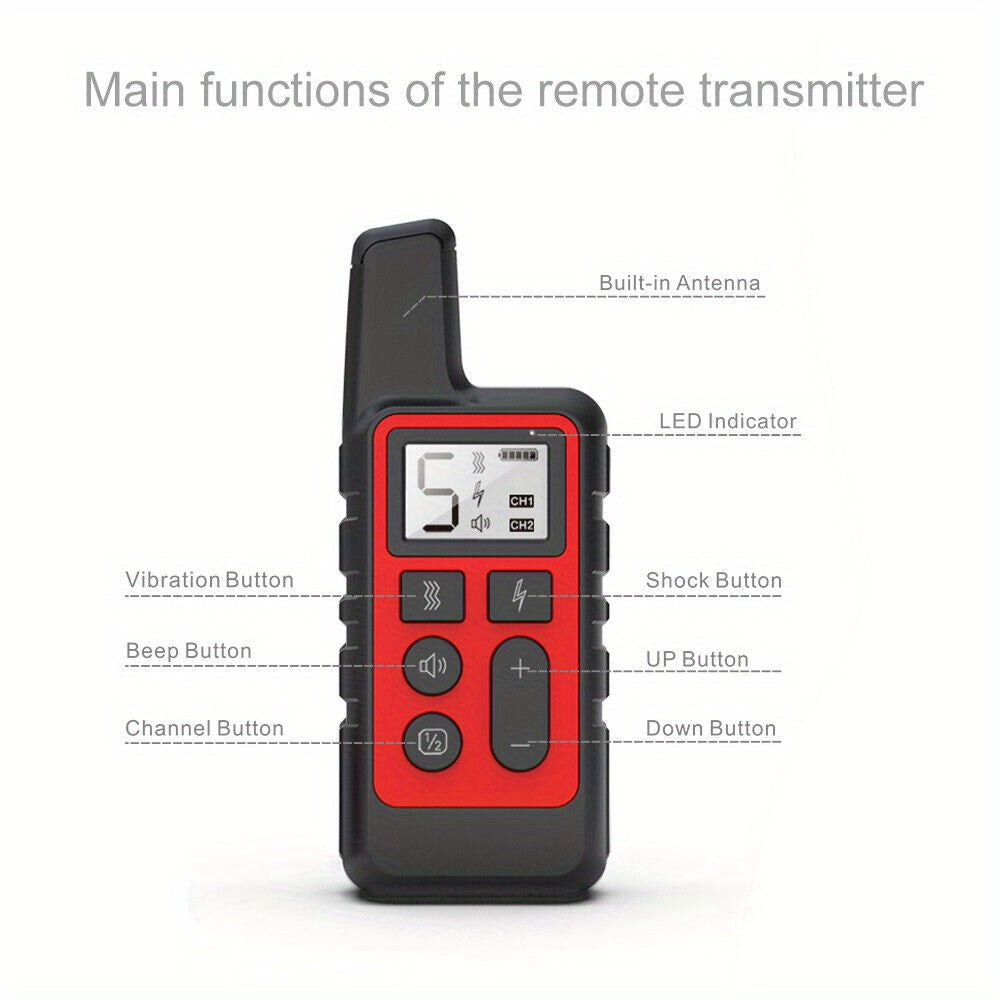2600 FT Remote Dog Training Collar with Shock & Bark Control - Rechargeable E-Collar for Dog Behavior Correction, Sonic Deterrent Training Mode, Red/Black/Orange