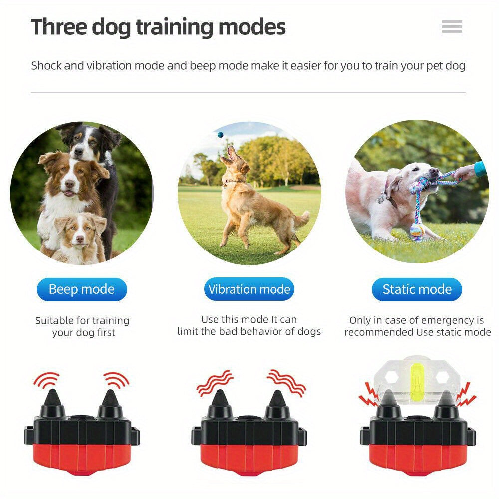 2600 FT Remote Dog Training Collar with Shock & Bark Control - Rechargeable E-Collar for Dog Behavior Correction, Sonic Deterrent Training Mode, Red/Black/Orange