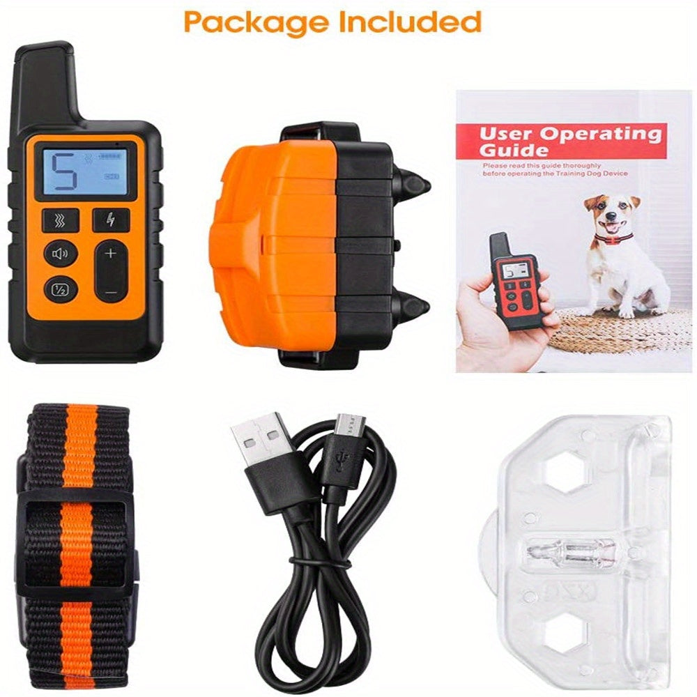 2600 FT Remote Dog Training Collar with Shock & Bark Control - Rechargeable E-Collar for Dog Behavior Correction, Sonic Deterrent Training Mode, Red/Black/Orange