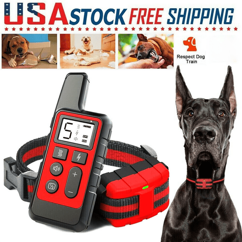 2600 FT Remote Dog Training Collar with Shock & Bark Control - Rechargeable E-Collar for Dog Behavior Correction, Sonic Deterrent Training Mode, Red/Black/Orange
