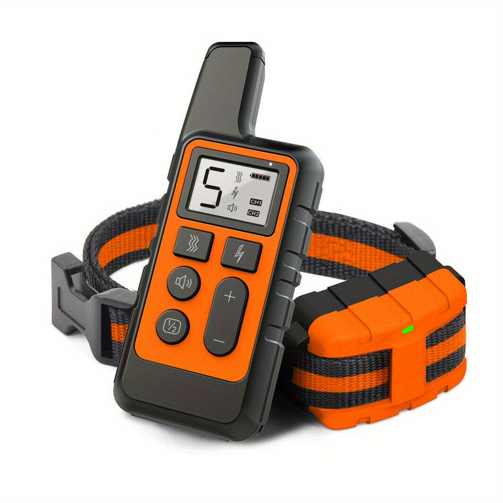 2600 FT Remote Dog Training Collar with Shock & Bark Control - Rechargeable E-Collar for Dog Behavior Correction, Sonic Deterrent Training Mode, Red/Black/Orange