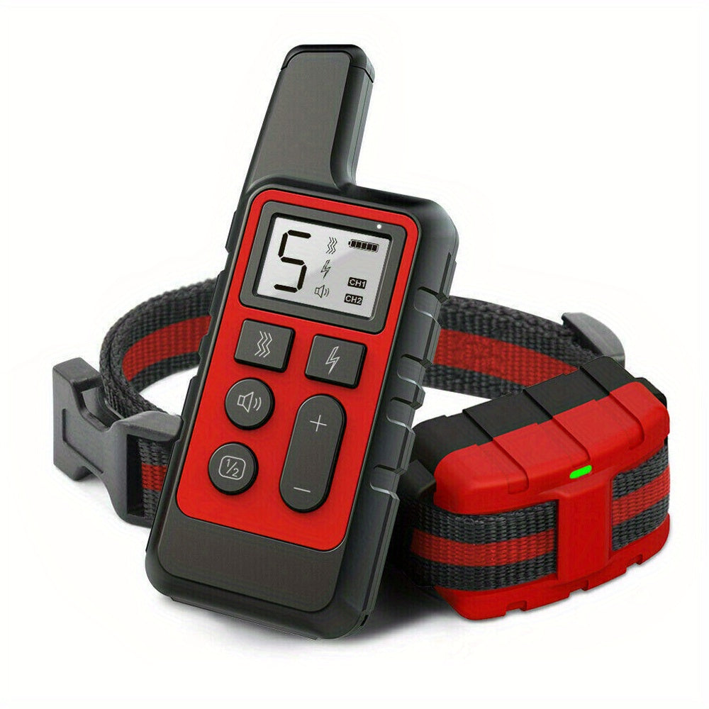 2600 FT Remote Dog Training Collar with Shock & Bark Control - Rechargeable E-Collar for Dog Behavior Correction, Sonic Deterrent Training Mode, Red/Black/Orange