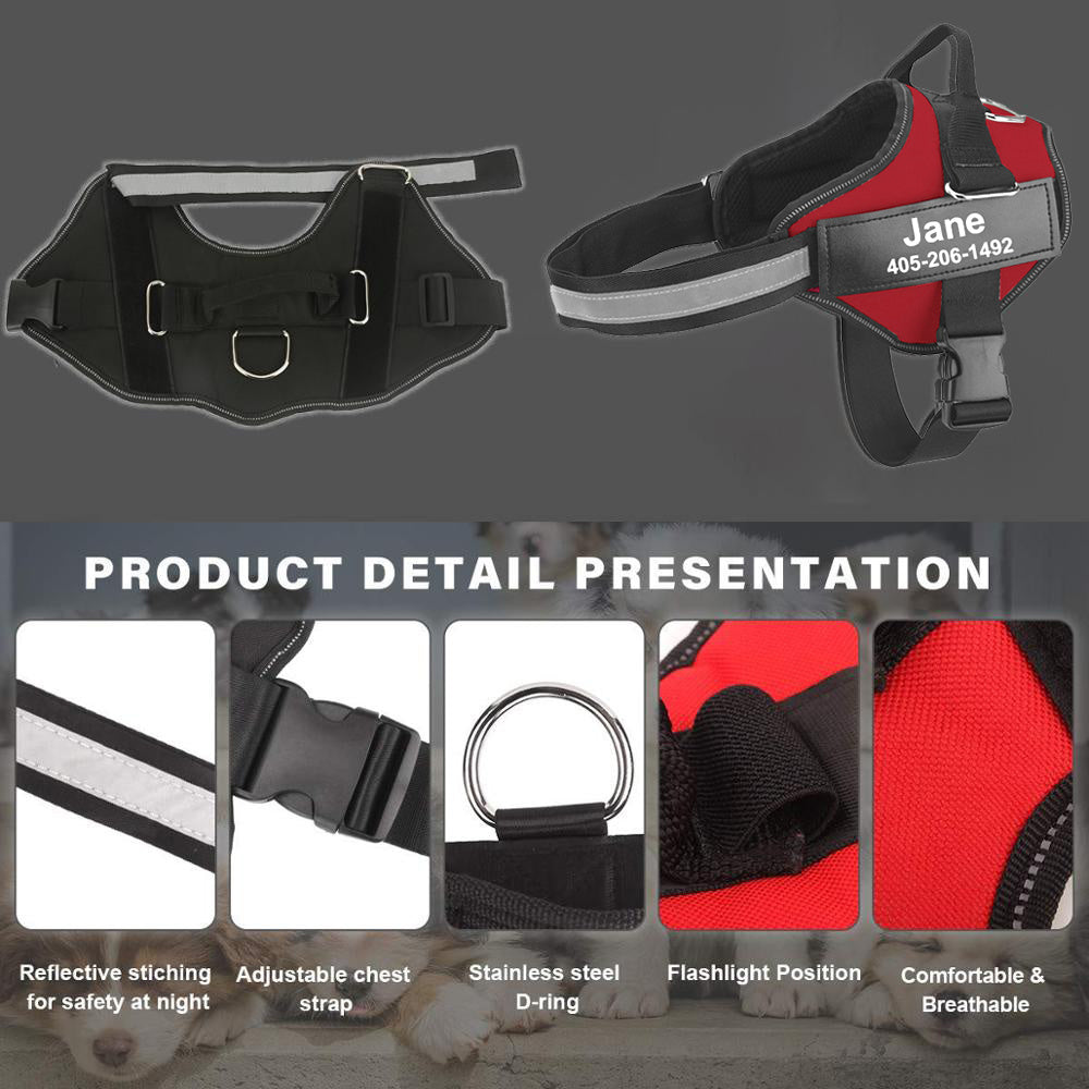 Personalized No-Pull Dog Harness with Custom Name & Phone Number - Heavy Duty Dog Vest, Anti-Choke Training Walking Harness for Small Medium Large Dogs, XS to XXL, 12 Colors