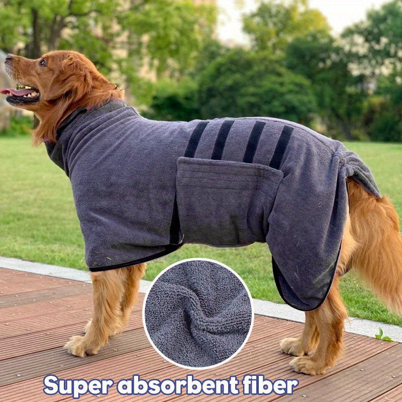 Quick-Dry Dog Towel Pet Bathrobe – Thickened Absorbent Microfiber Bath Towel for Dogs, Sizes XS–2XL, Gray Blue Green, Fits All Breeds for Bathing Swimming & Outdoor Use