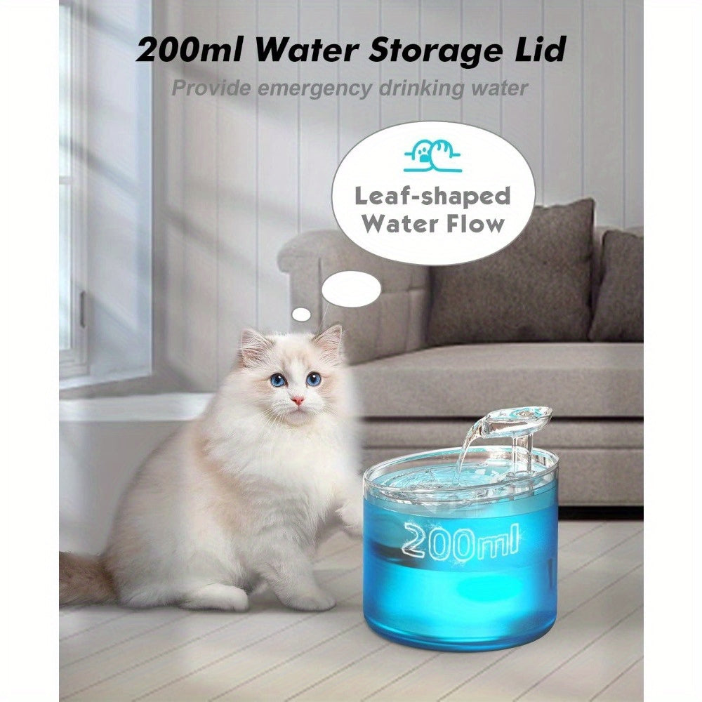 Cat Water Fountain 54oz Ultra Silent – LED Light USB Automatic Drinking Fountain with Triple Filter for Indoor Cats & Small Dogs