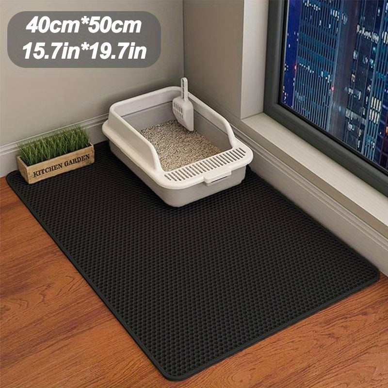 Cat Litter Trapping Mat Extra Large Honeycomb Double Layer Non-Slip Washable Litter Box Mat for Indoor Cats