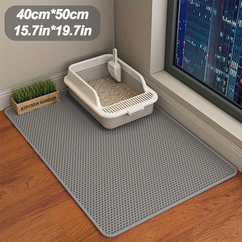 Cat Litter Trapping Mat Extra Large Honeycomb Double Layer Non-Slip Washable Litter Box Mat for Indoor Cats