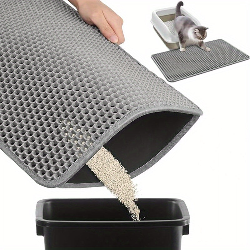 Cat Litter Trapping Mat Extra Large Honeycomb Double Layer Non-Slip Washable Litter Box Mat for Indoor Cats