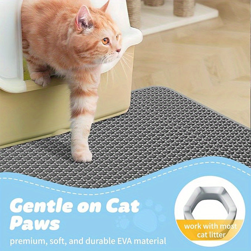 Cat Litter Trapping Mat Extra Large Honeycomb Double Layer Non-Slip Washable Litter Box Mat for Indoor Cats