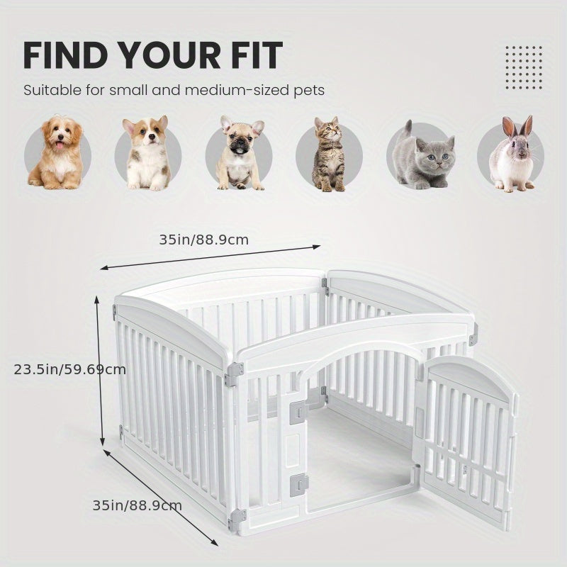 4 & 6 Panel Dog Pen with Non-Slip Bottom & Safety Locking Door - Portable Expandable Indoor Outdoor Puppy Pen for Medium Dogs, Lightweight Durable Pet Fence