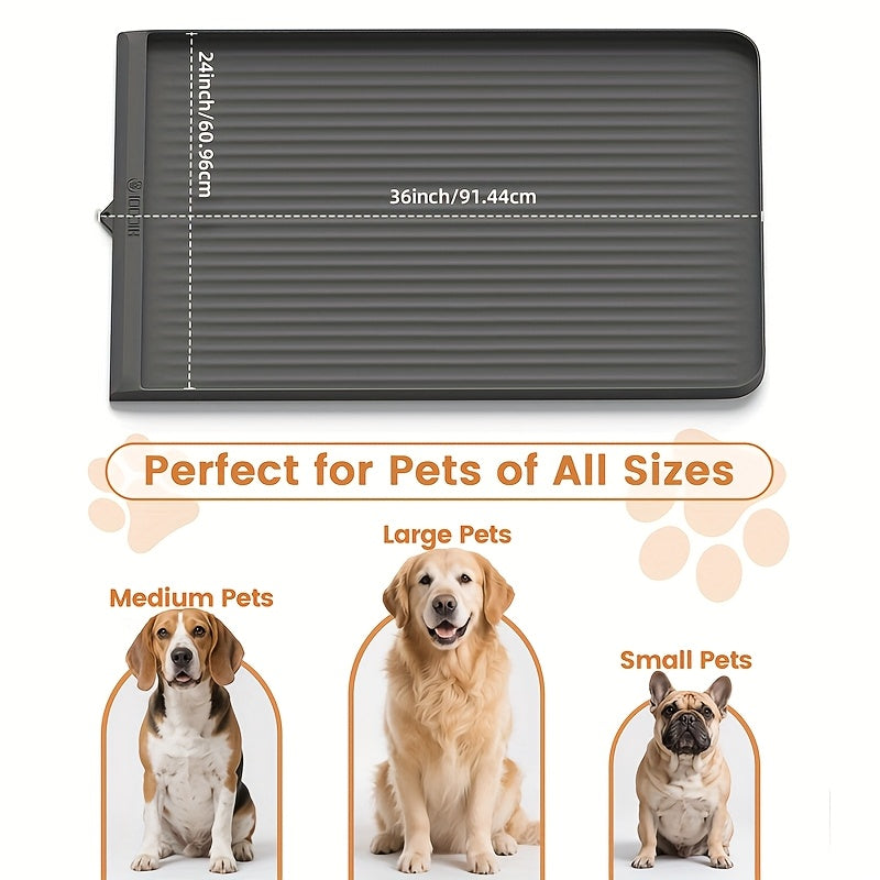 Large Waterproof Pet Feeding Mat 36x24 Non-Slip Dog Bowl Mat with Raised Edges & Diversion Grooves for Dogs & Cats