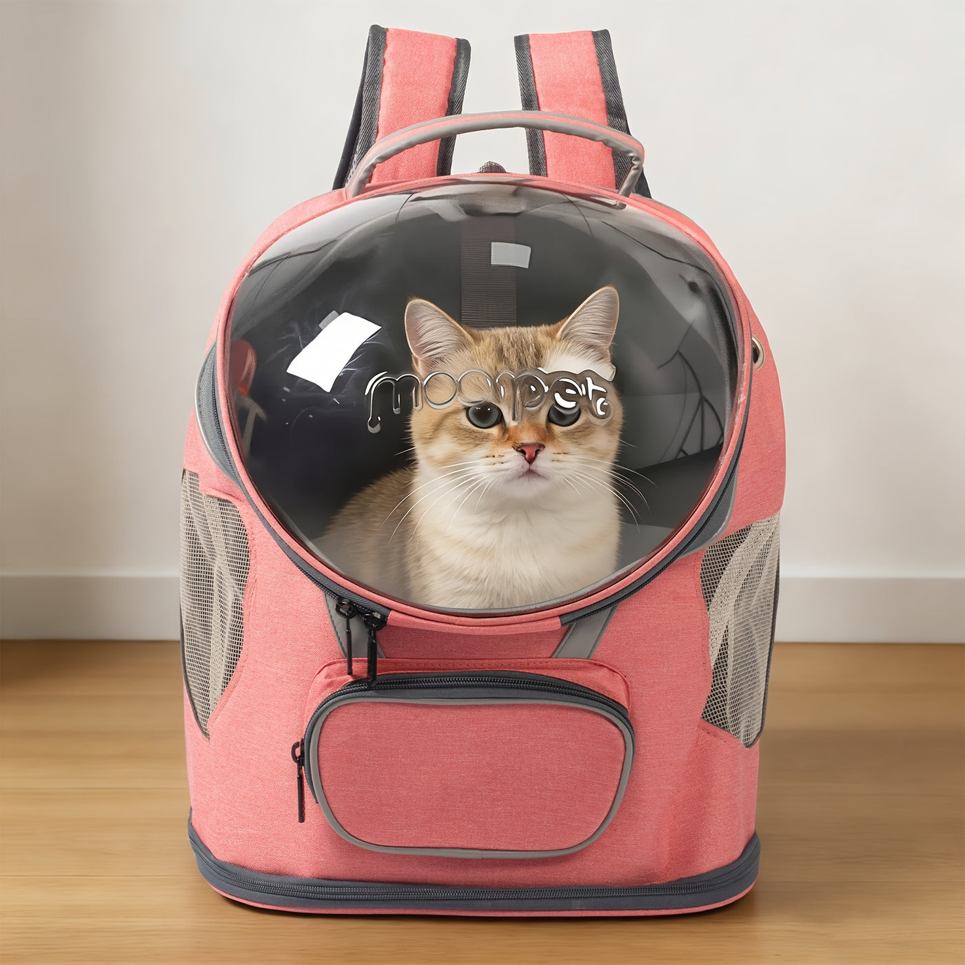 Space Capsule Pet Carrier Backpack – Transparent Breathable Travel Backpack for Cats & Small Dogs, Large Opening Zippered Design, Portable All-Season Pet Outing Bag